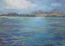 Regina Lord: Frauenchiemsee, Acryl auf Leinwand , 50 x 70 cm
