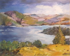 Regina Lord: Scottish Lowlands, Acryl auf Leinwand, 80 x 100 cm